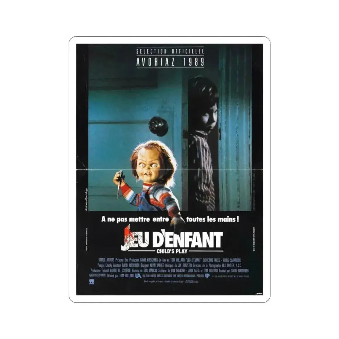 CHILD'S PLAY (FOREIGN) 1988 Movie Poster - STICKER Vinyl Kiss-Cut Decal 6 Inch White - The Sticker Space