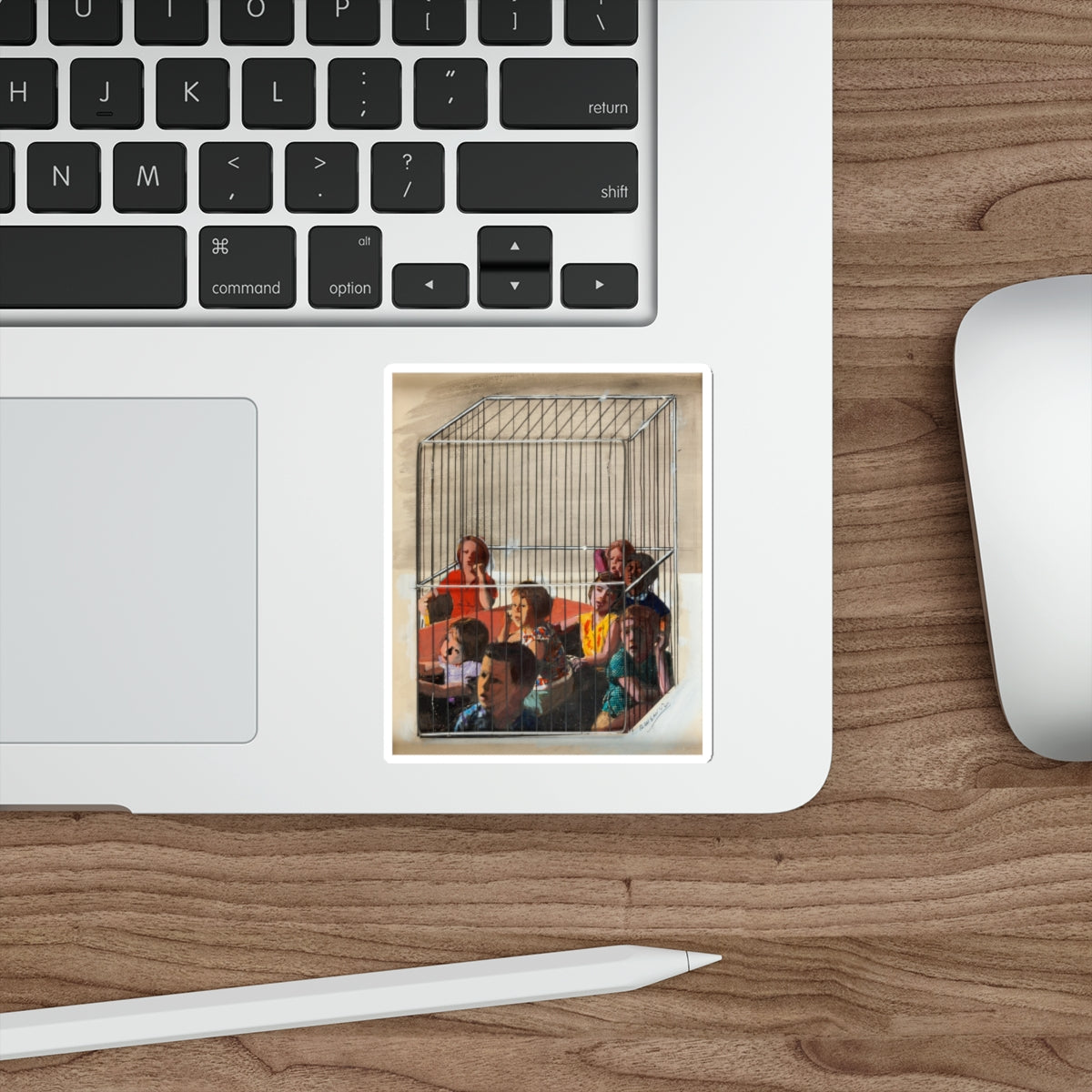 Children in a Cage (Magazine Illustration) STICKER Vinyl Die-Cut Decal-The Sticker Space