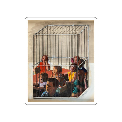 Children in a Cage (Magazine Illustration) STICKER Vinyl Die-Cut Decal-White-The Sticker Space