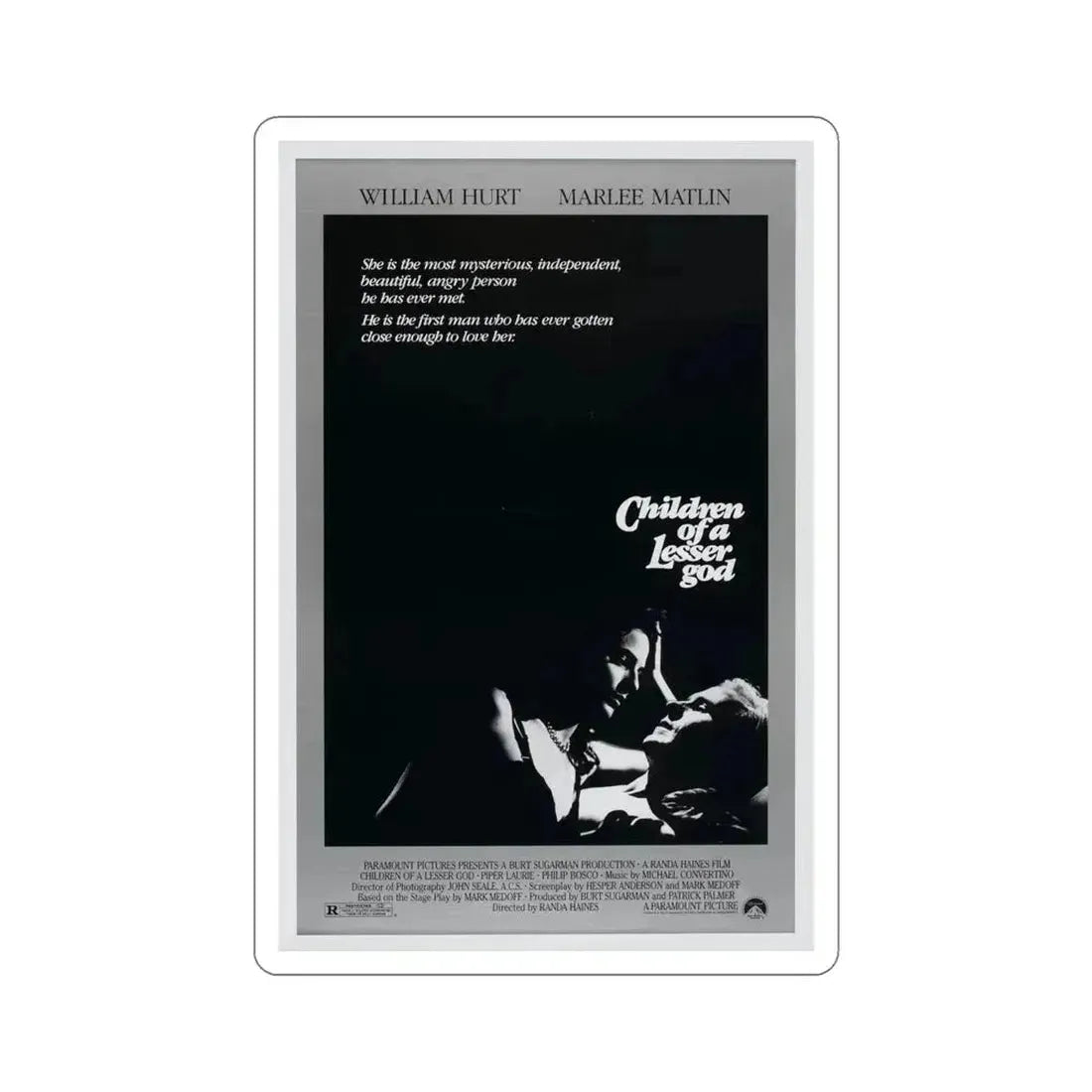 Children of a Lesser God 1986 Movie Poster STICKER Vinyl Die-Cut Decal 4 Inch - The Sticker Space