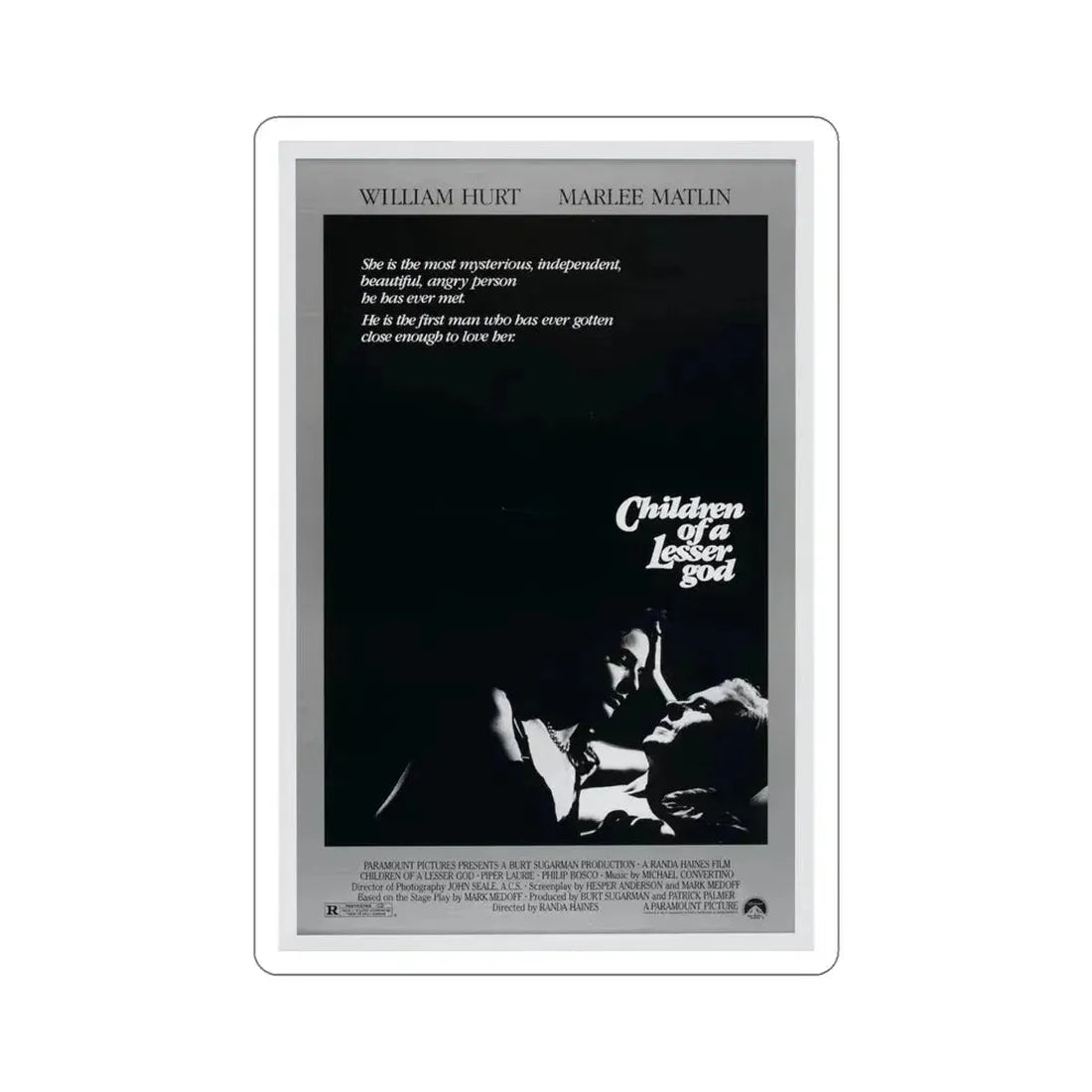 Children of a Lesser God 1986 Movie Poster STICKER Vinyl Die-Cut Decal 4 Inch - The Sticker Space