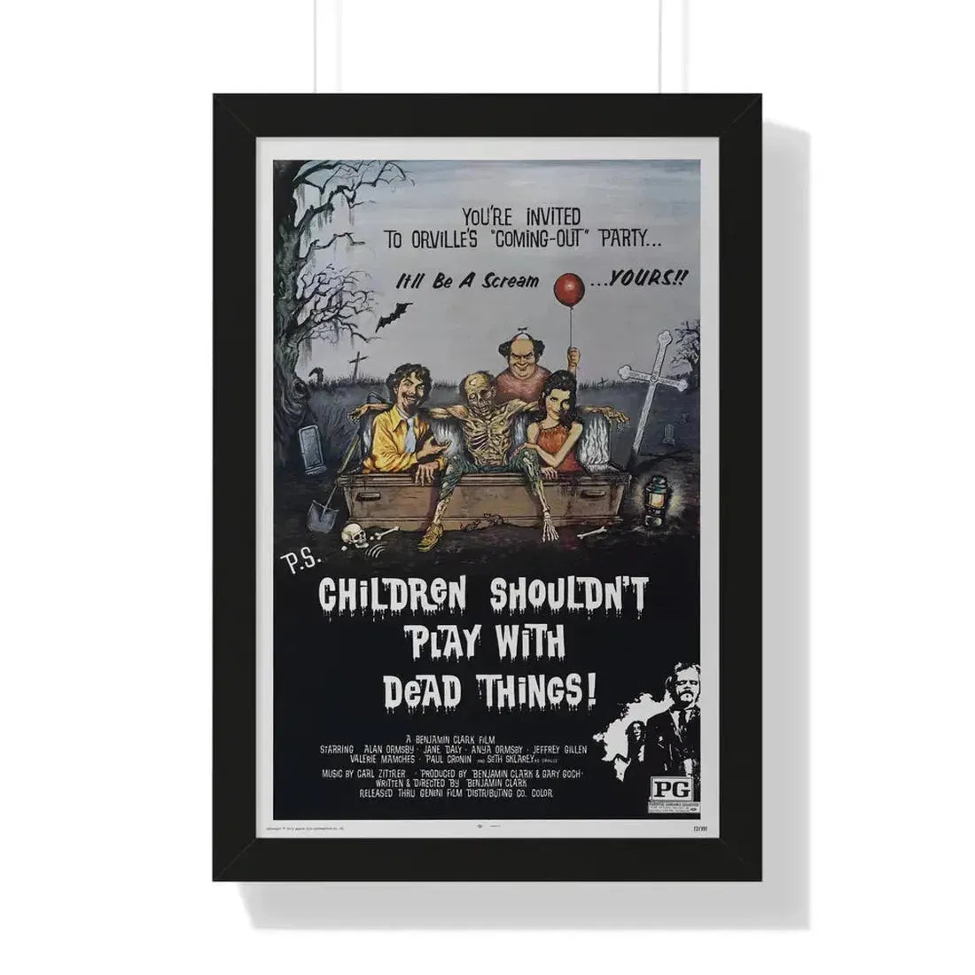 CHILDREN SHOULDN'T PLAY WITH DEAD THINGS 1972 - Framed Movie Poster 16″ x 24″ Black - The Sticker Space