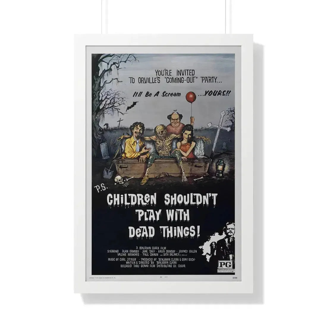 CHILDREN SHOULDN'T PLAY WITH DEAD THINGS 1972 - Framed Movie Poster 20" x 30" White - The Sticker Space