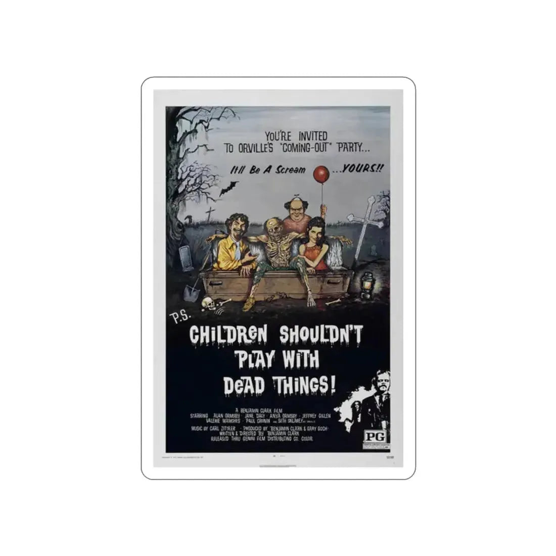 CHILDREN SHOULDN'T PLAY WITH DEAD THINGS 1972 Movie Poster STICKER Vinyl Die-Cut Decal 2 Inch - The Sticker Space