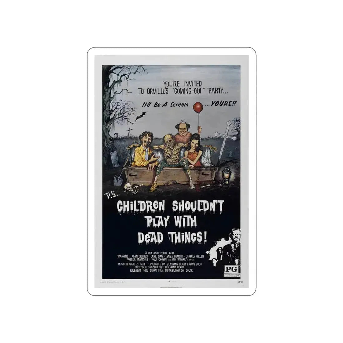 CHILDREN SHOULDN'T PLAY WITH DEAD THINGS 1972 Movie Poster STICKER Vinyl Die-Cut Decal 4 Inch - The Sticker Space