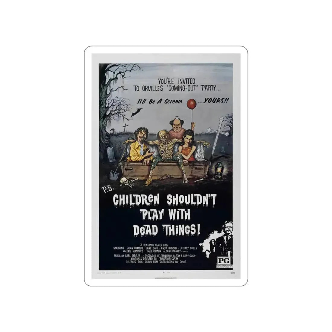 CHILDREN SHOULDN'T PLAY WITH DEAD THINGS 1972 Movie Poster STICKER Vinyl Die-Cut Decal - The Sticker Space