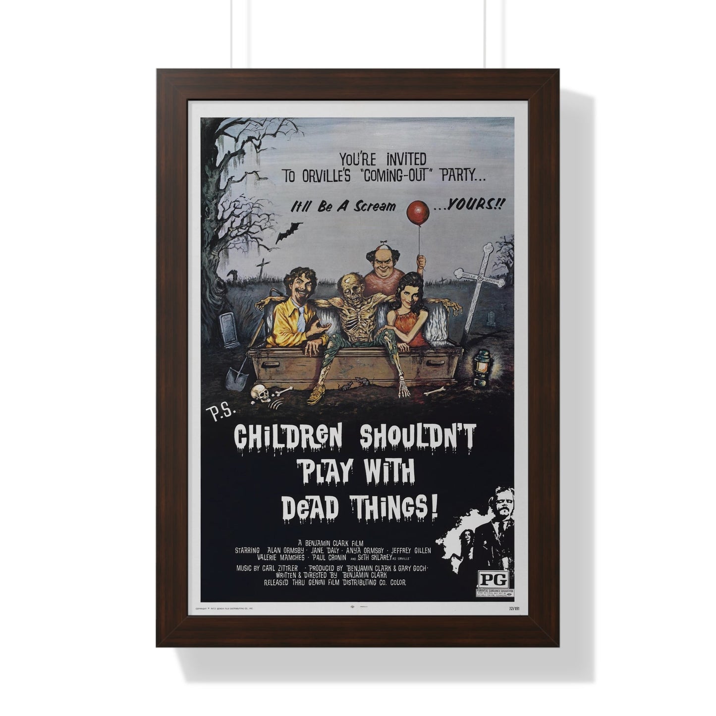 CHILDREN SHOULDN'T PLAY WITH DEAD THINGS 1972 - Framed Movie Poster-16″ x 24″-The Sticker Space