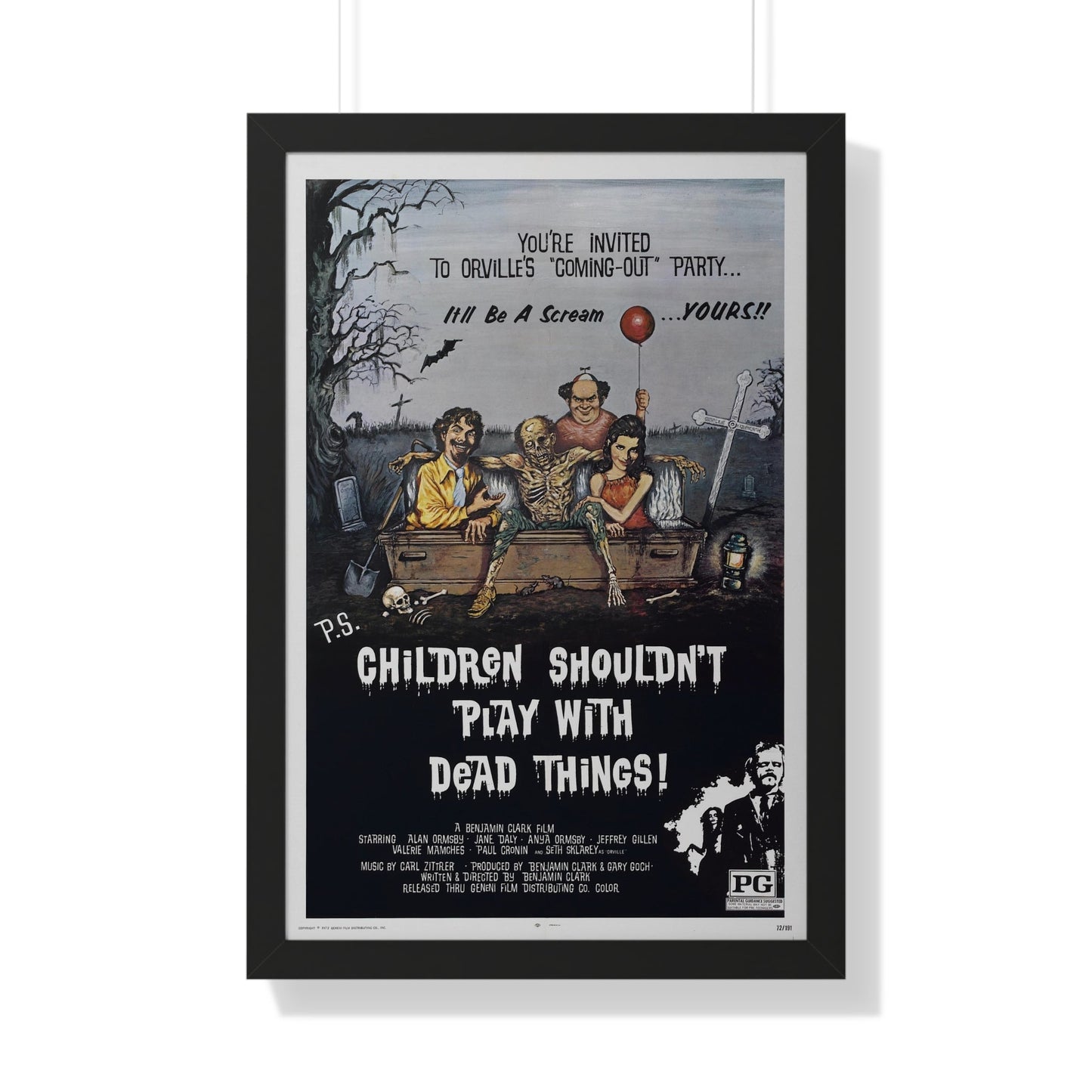 CHILDREN SHOULDN'T PLAY WITH DEAD THINGS 1972 - Framed Movie Poster-20" x 30"-The Sticker Space