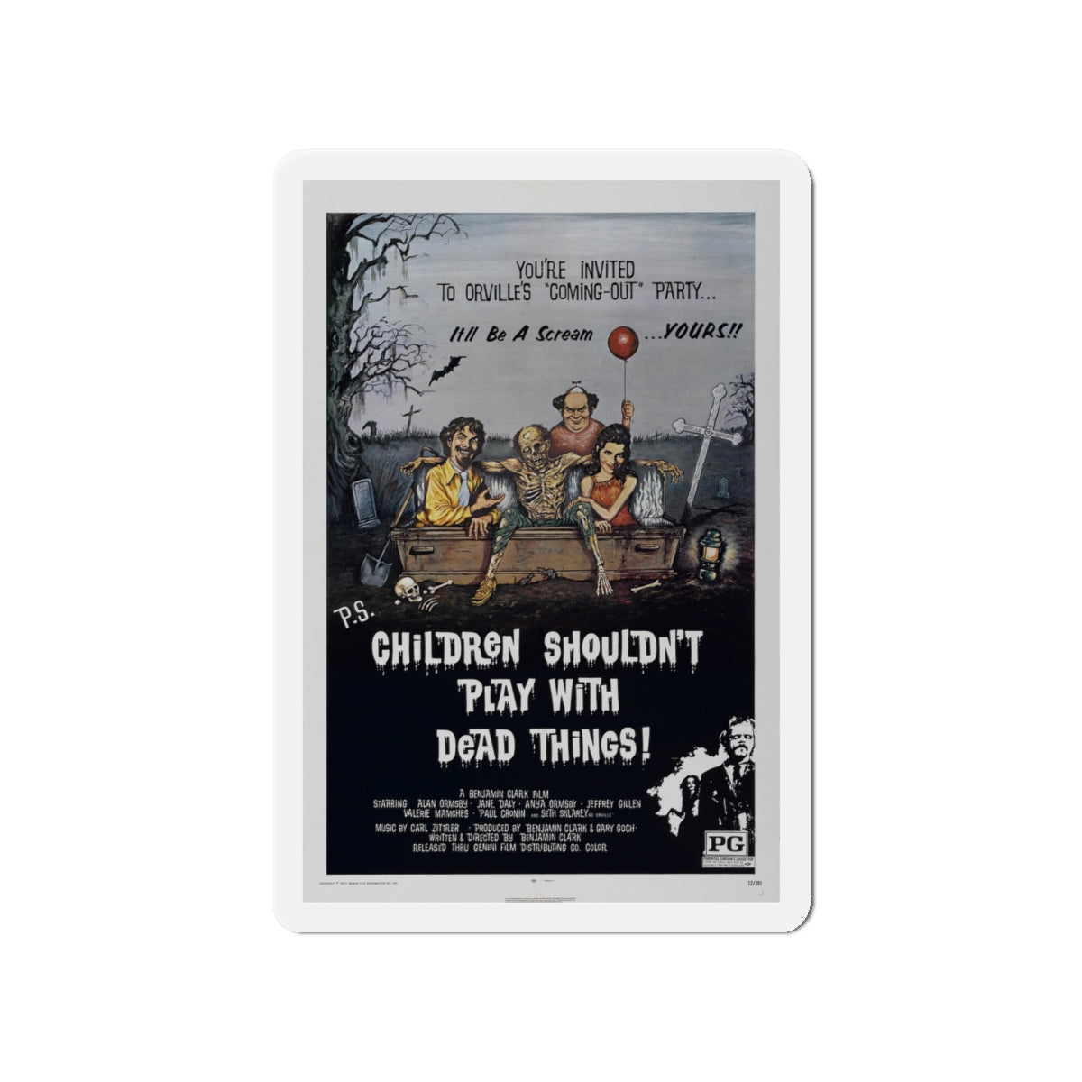 CHILDREN SHOULDN'T PLAY WITH DEAD THINGS 1972 Movie Poster - Die-Cut Magnet-4" x 4"-The Sticker Space