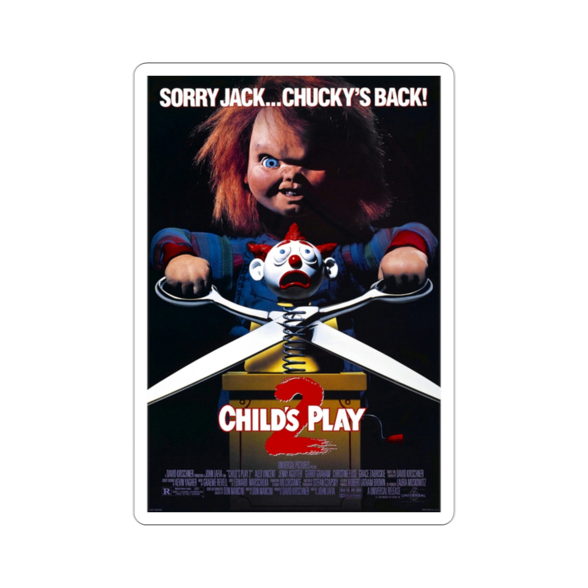 Childs Play 2 1990 Movie Poster STICKER Vinyl Die-Cut Decal-2 Inch-The Sticker Space