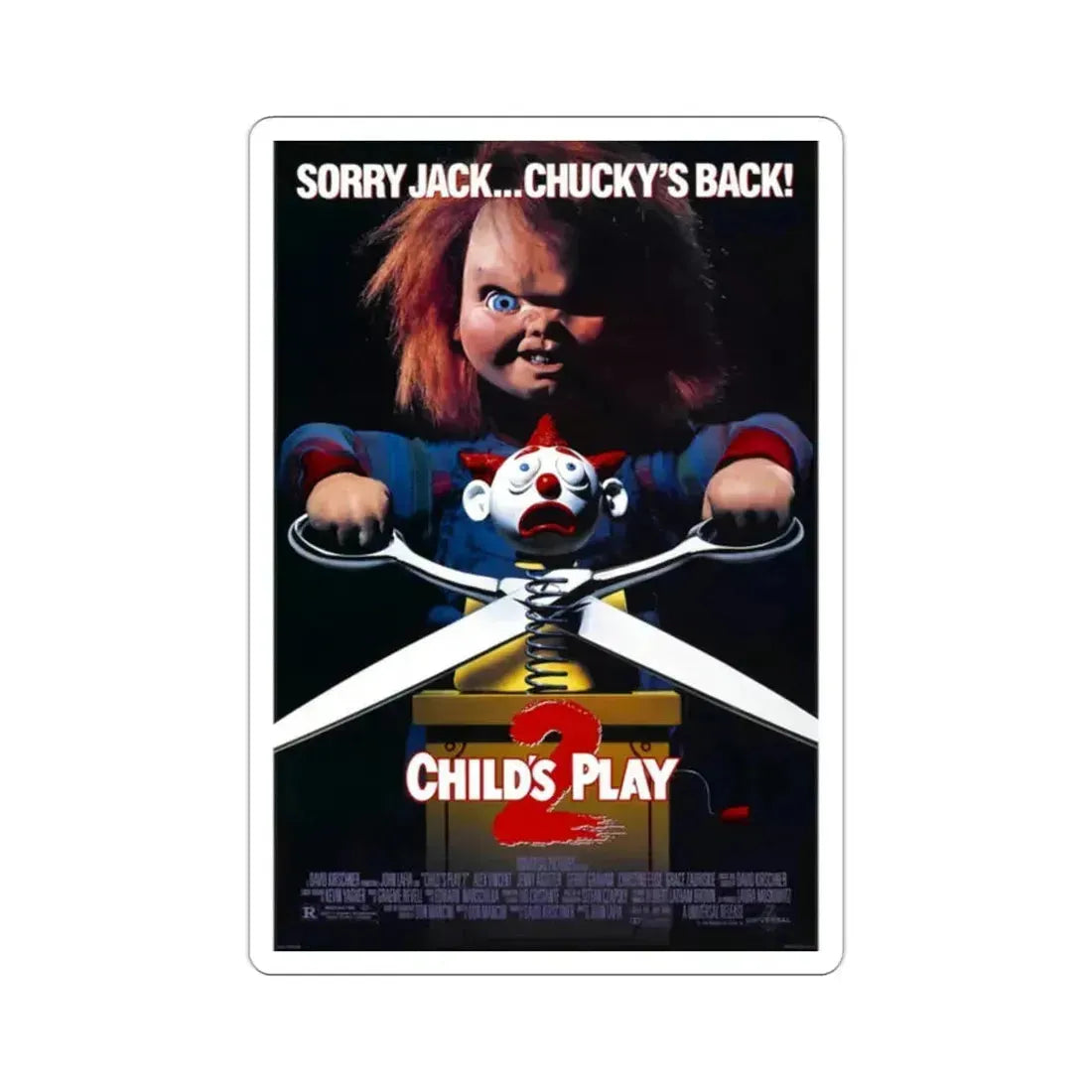 Childs Play 2 1990 Movie Poster STICKER Vinyl Die-Cut Decal 2 Inch - The Sticker Space