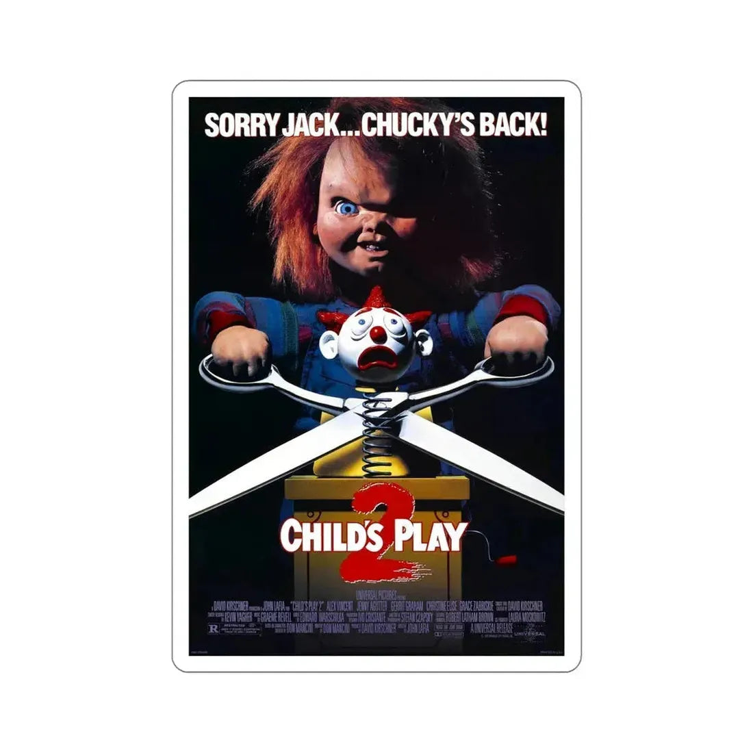 Childs Play 2 1990 Movie Poster STICKER Vinyl Die-Cut Decal 6 Inch - The Sticker Space