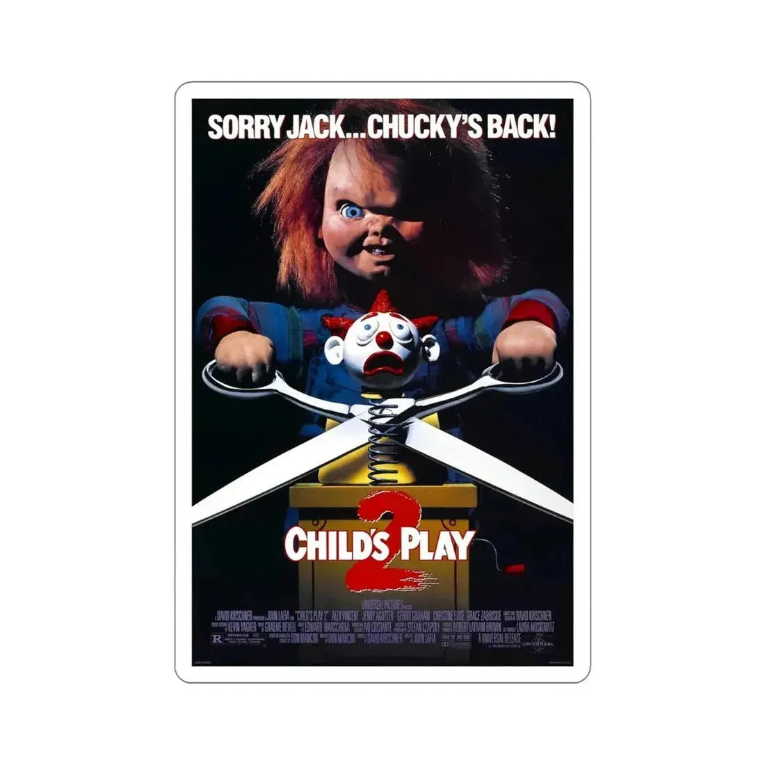 Childs Play 2 1990 Movie Poster STICKER Vinyl Die-Cut Decal - The Sticker Space