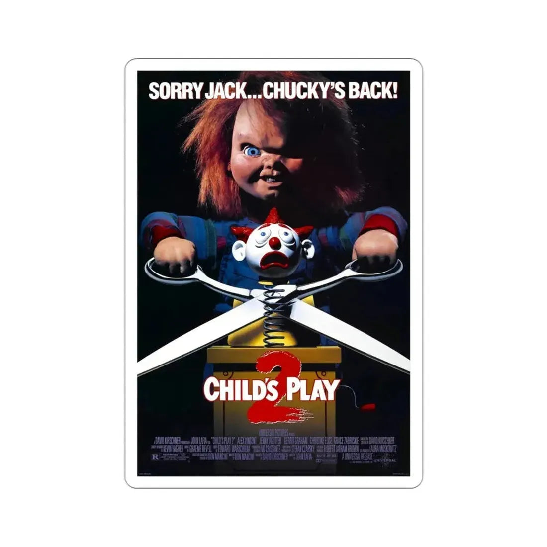 Childs Play 2 1990 Movie Poster STICKER Vinyl Die-Cut Decal - The Sticker Space