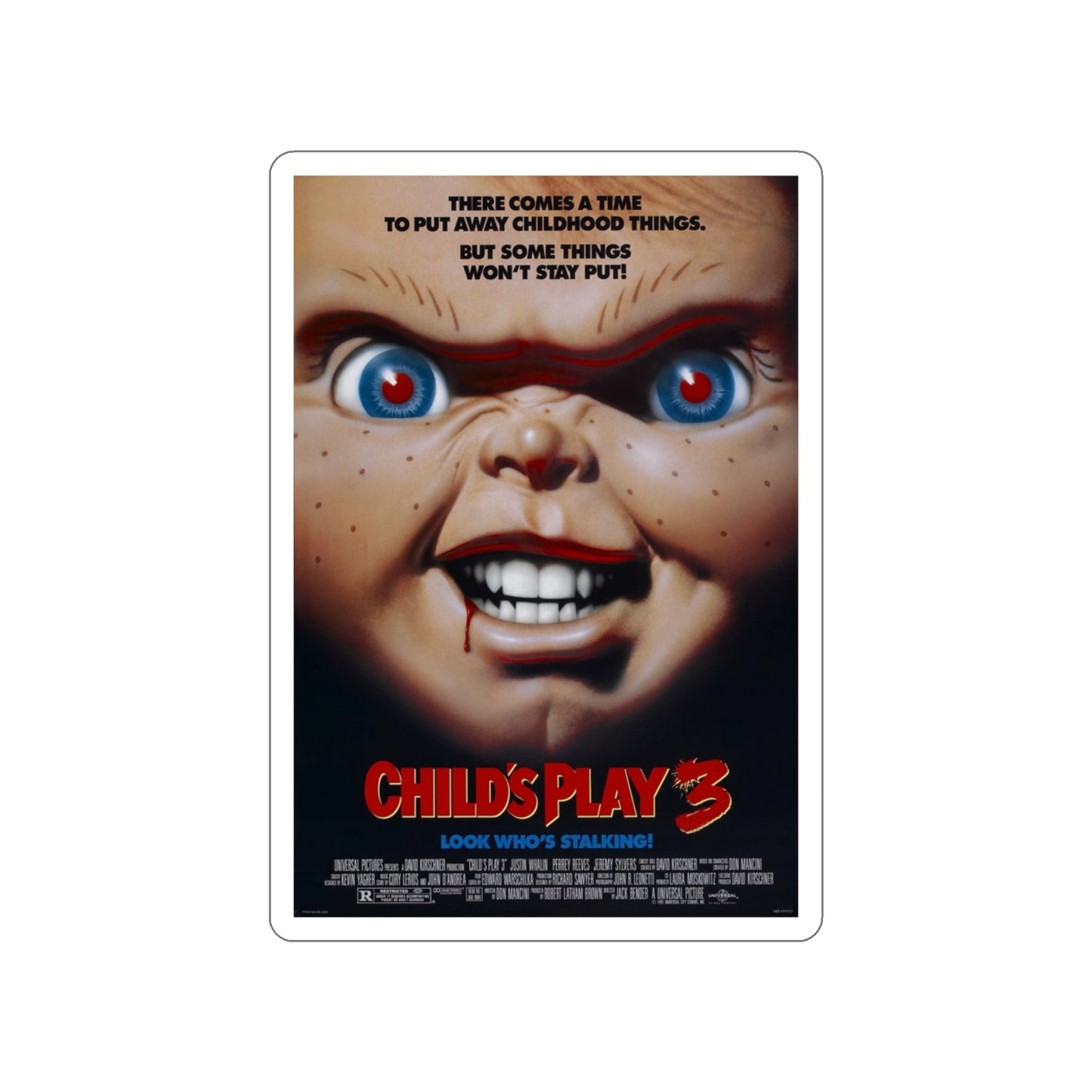 CHILD'S PLAY 3 1991 Movie Poster STICKER Vinyl Die-Cut Decal-3 Inch-The Sticker Space