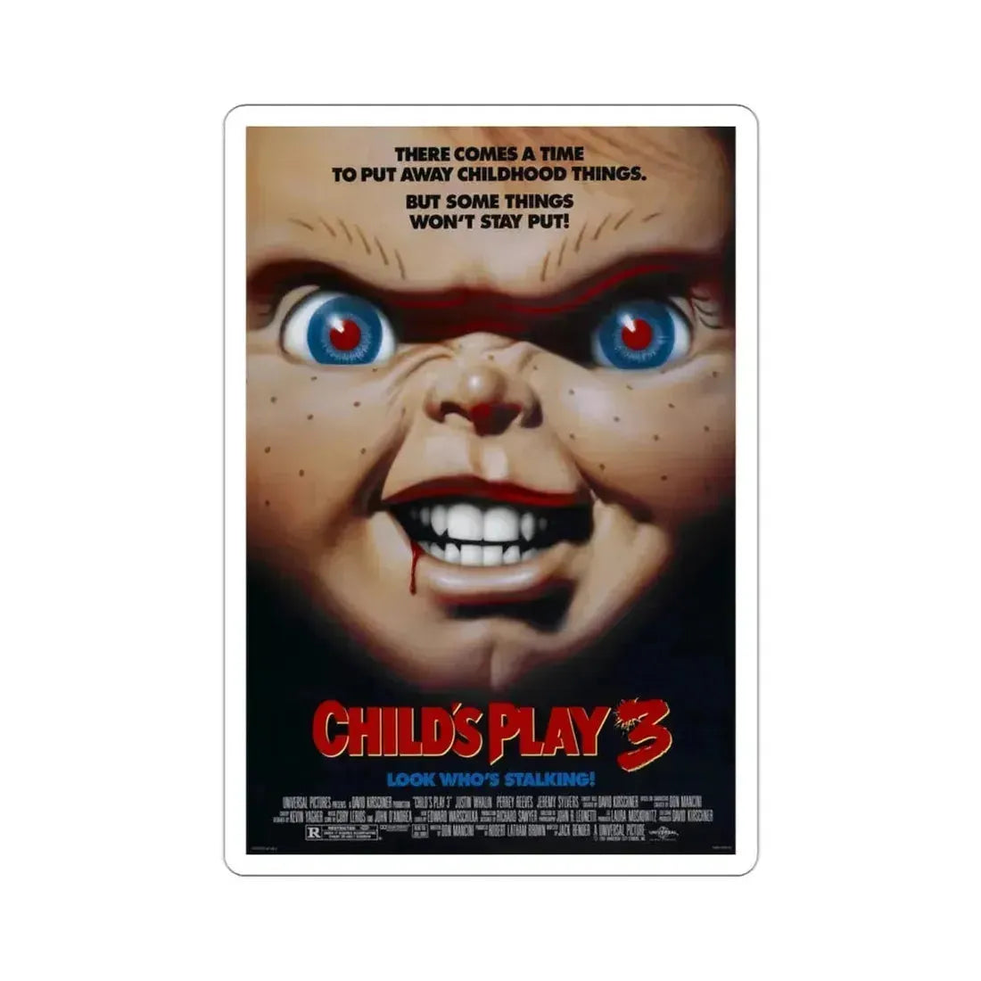 Childs Play 3 1991 Movie Poster STICKER Vinyl Die-Cut Decal 3 Inch - The Sticker Space