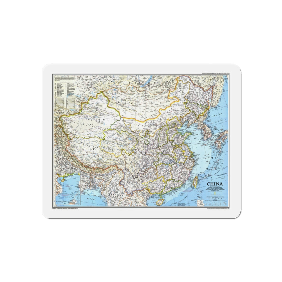 China 1 (1991) (Map) Refrigerator Magnet-5" x 5"-The Sticker Space