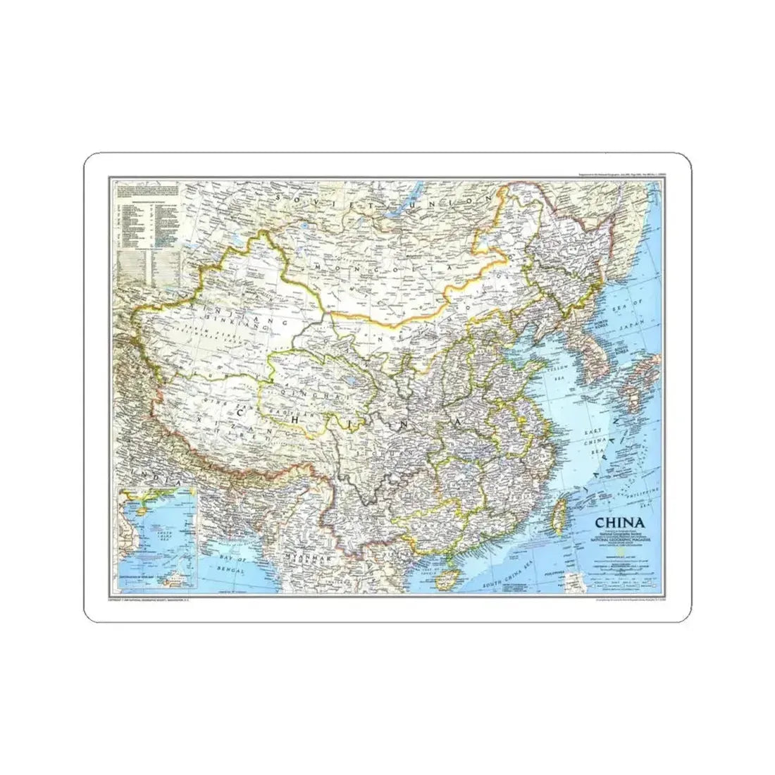 China 1 (1991) (Map) STICKER Vinyl Kiss-Cut Decal 4 Inch White - The Sticker Space