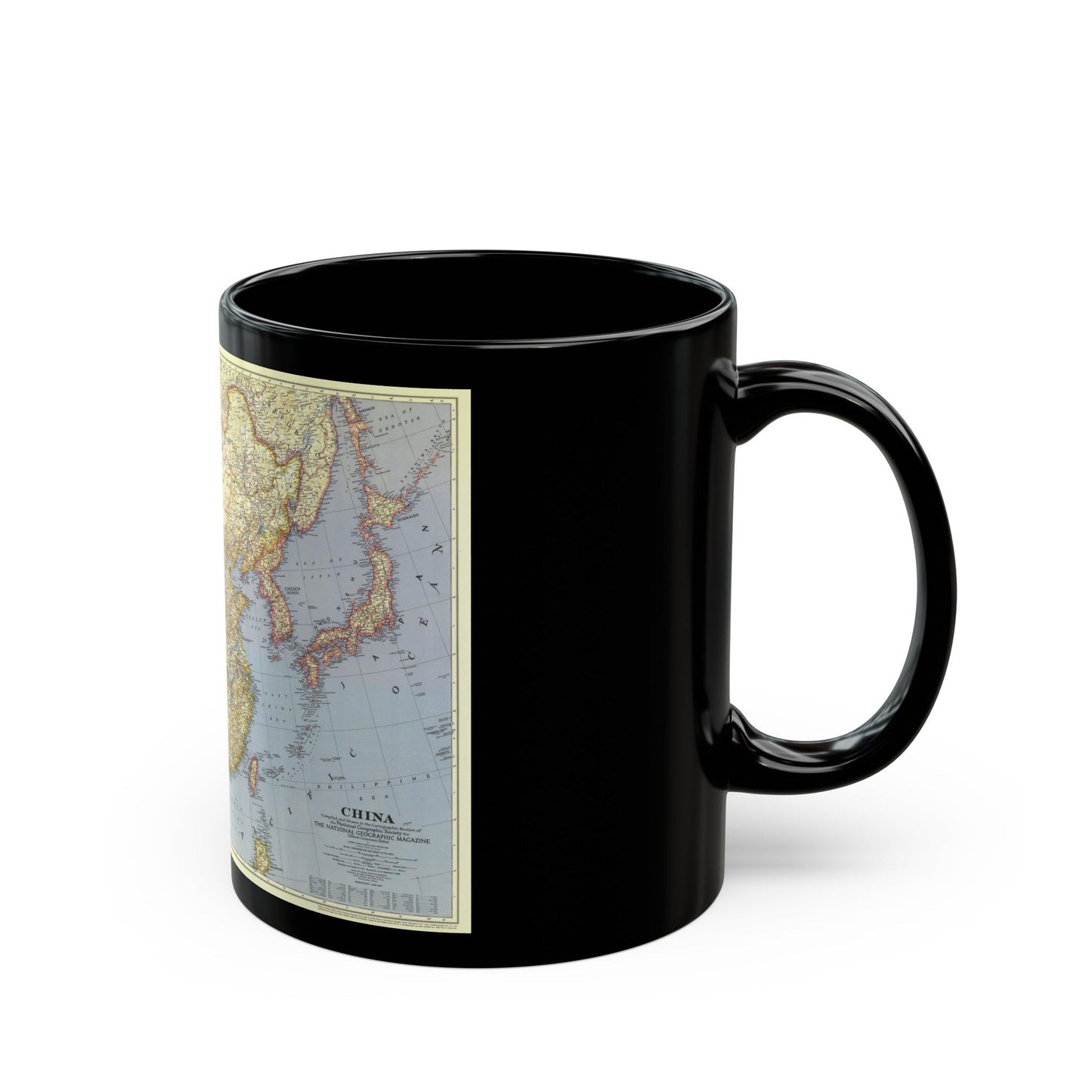 China (1945) (Map) Black Coffee Mug-The Sticker Space