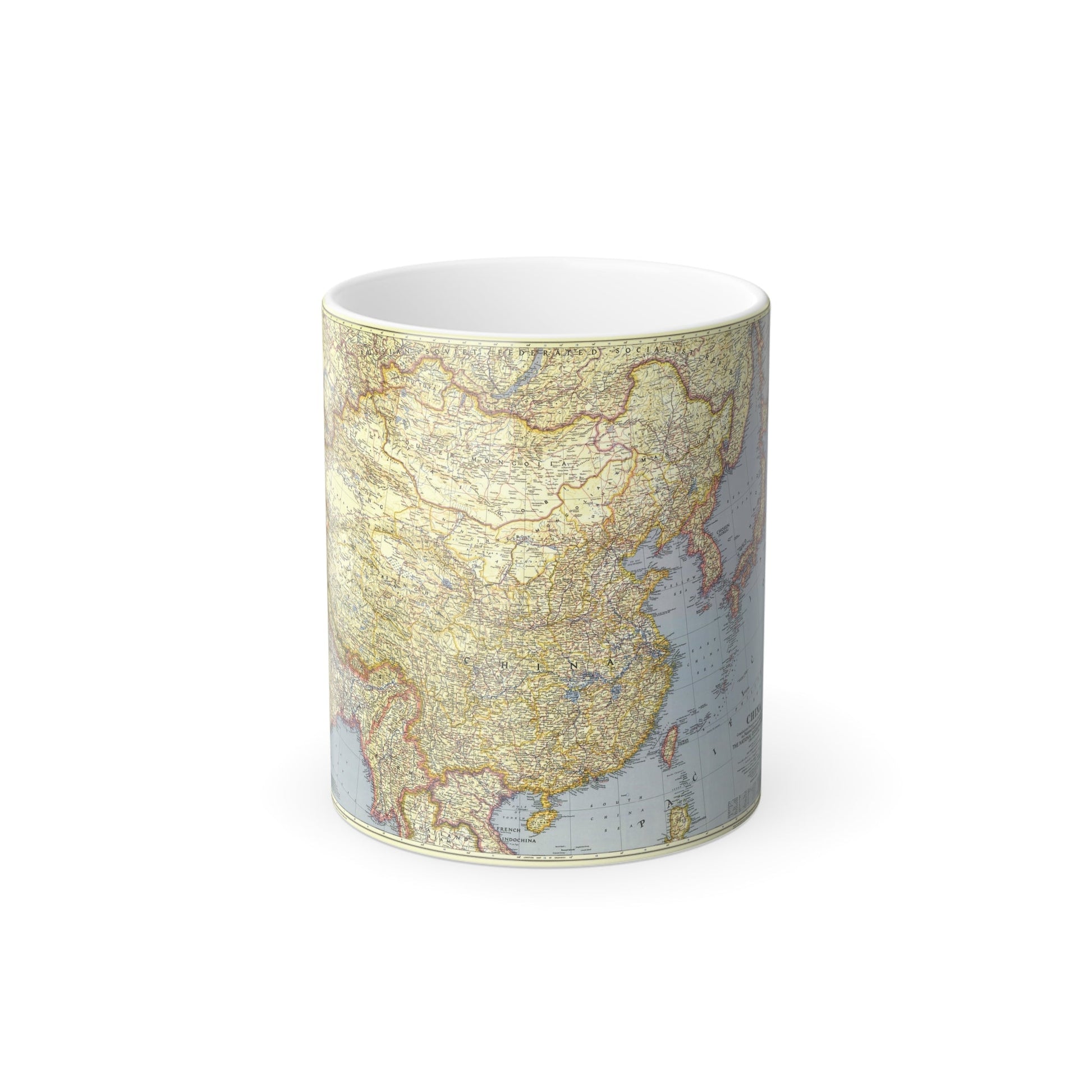 China (1945) (Map) Color Changing Mug 11oz-11oz-The Sticker Space