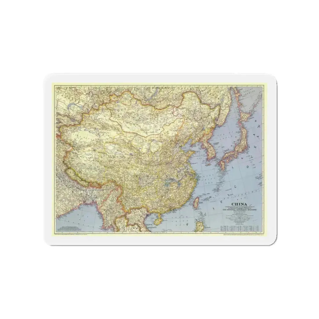 China (1945) (Map) Refrigerator Magnet 3 Inch - The Sticker Space