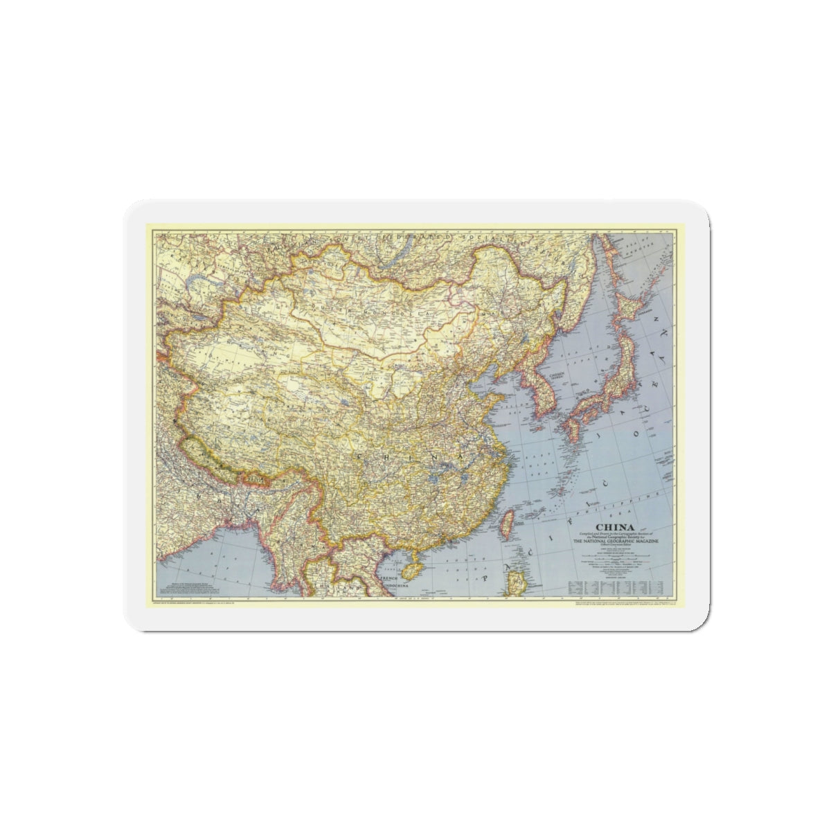 China (1945) (Map) Refrigerator Magnet-5" x 5"-The Sticker Space