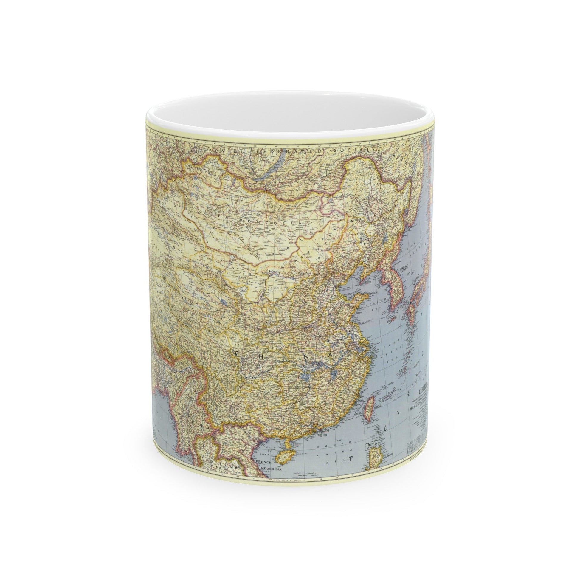 China (1945) (Map) White Coffee Mug-11oz-The Sticker Space