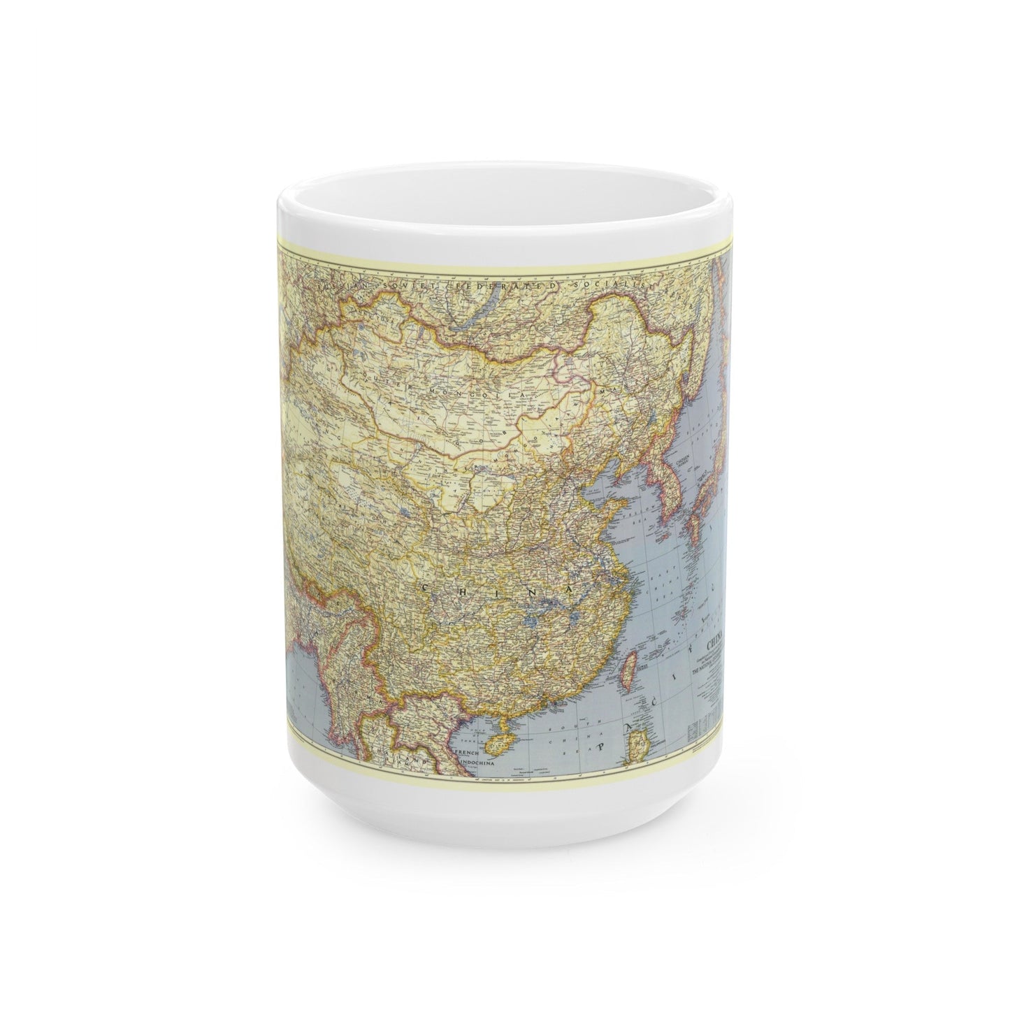 China (1945) (Map) White Coffee Mug-15oz-The Sticker Space