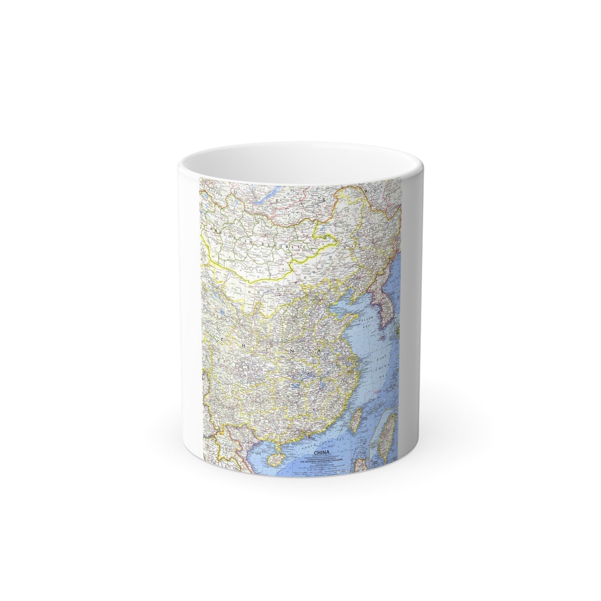 China (1964) (Map) Color Changing Mug 11oz-11oz-The Sticker Space