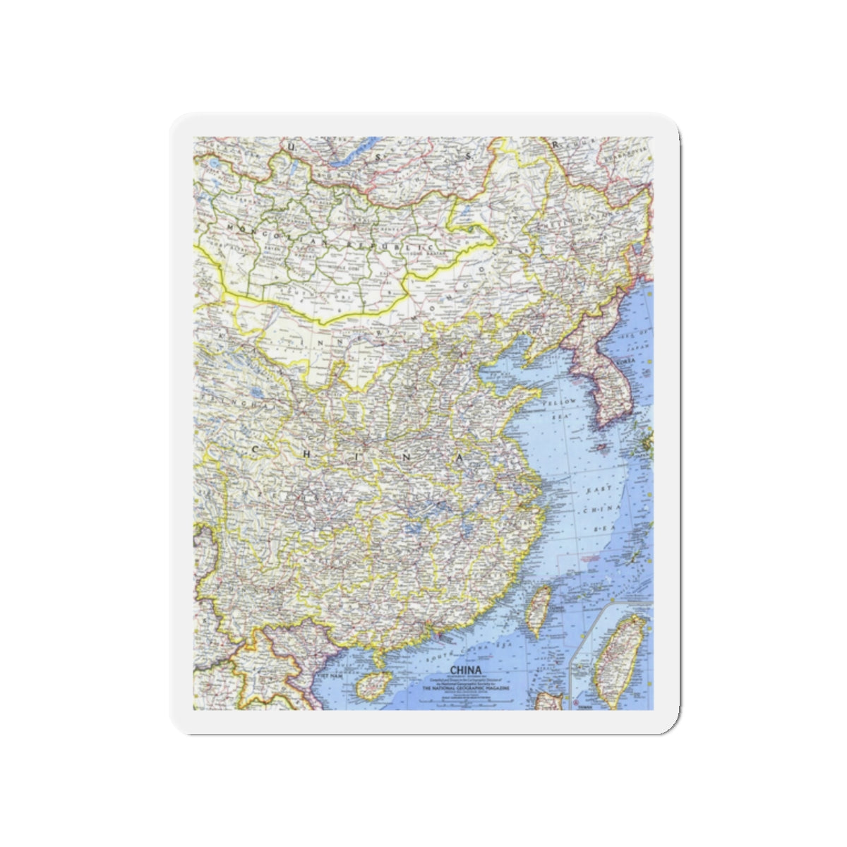 China (1964) (Map) Refrigerator Magnet-2" x 2"-The Sticker Space