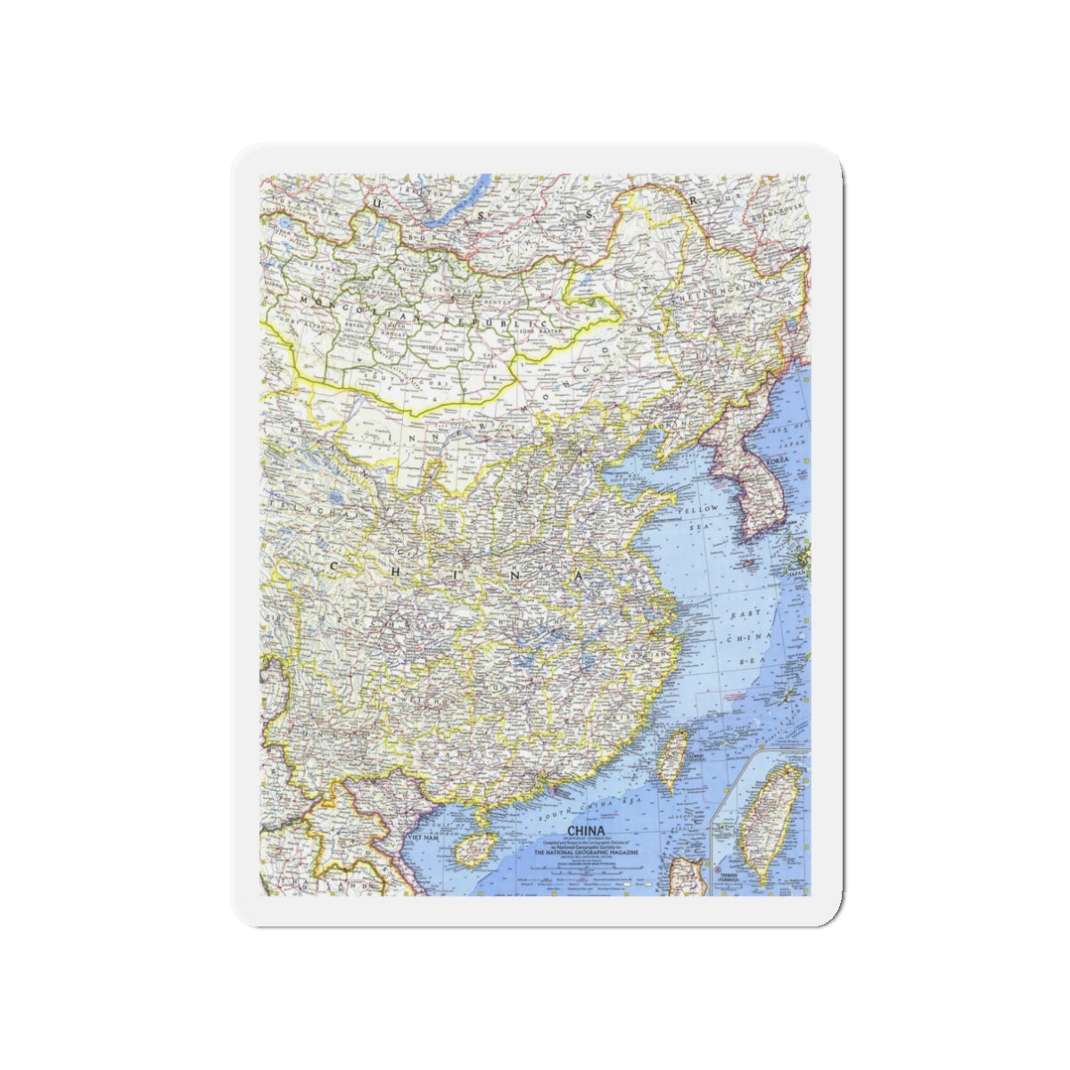 China (1964) (Map) Refrigerator Magnet-3" x 3"-The Sticker Space