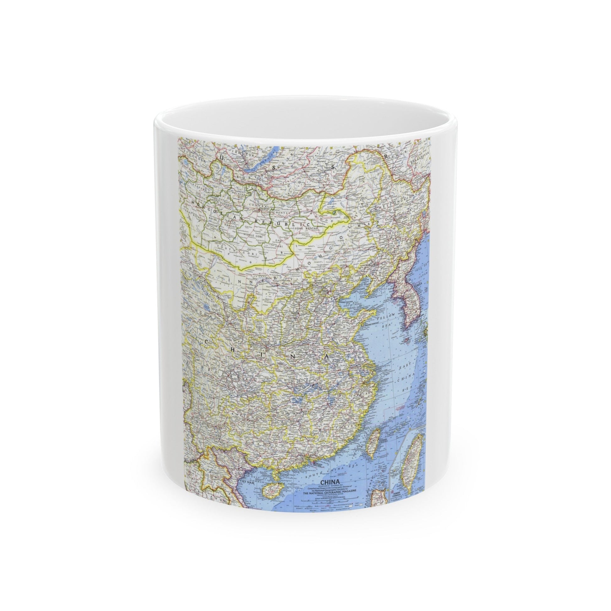 China (1964) (Map) White Coffee Mug-11oz-The Sticker Space