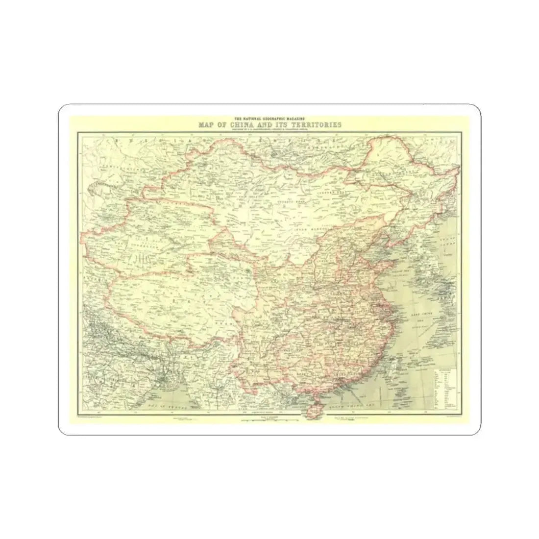 China and its Territories (1912) (Map) STICKER Vinyl Kiss-Cut Decal 2 Inch White - The Sticker Space