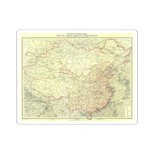 China and its Territories (1912) (Map) STICKER Vinyl Kiss-Cut Decal 2 Inch White - The Sticker Space