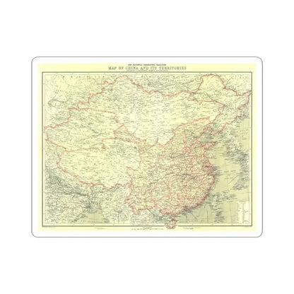 China and its Territories (1912) (Map) STICKER Vinyl Kiss-Cut Decal 3 Inch White - The Sticker Space