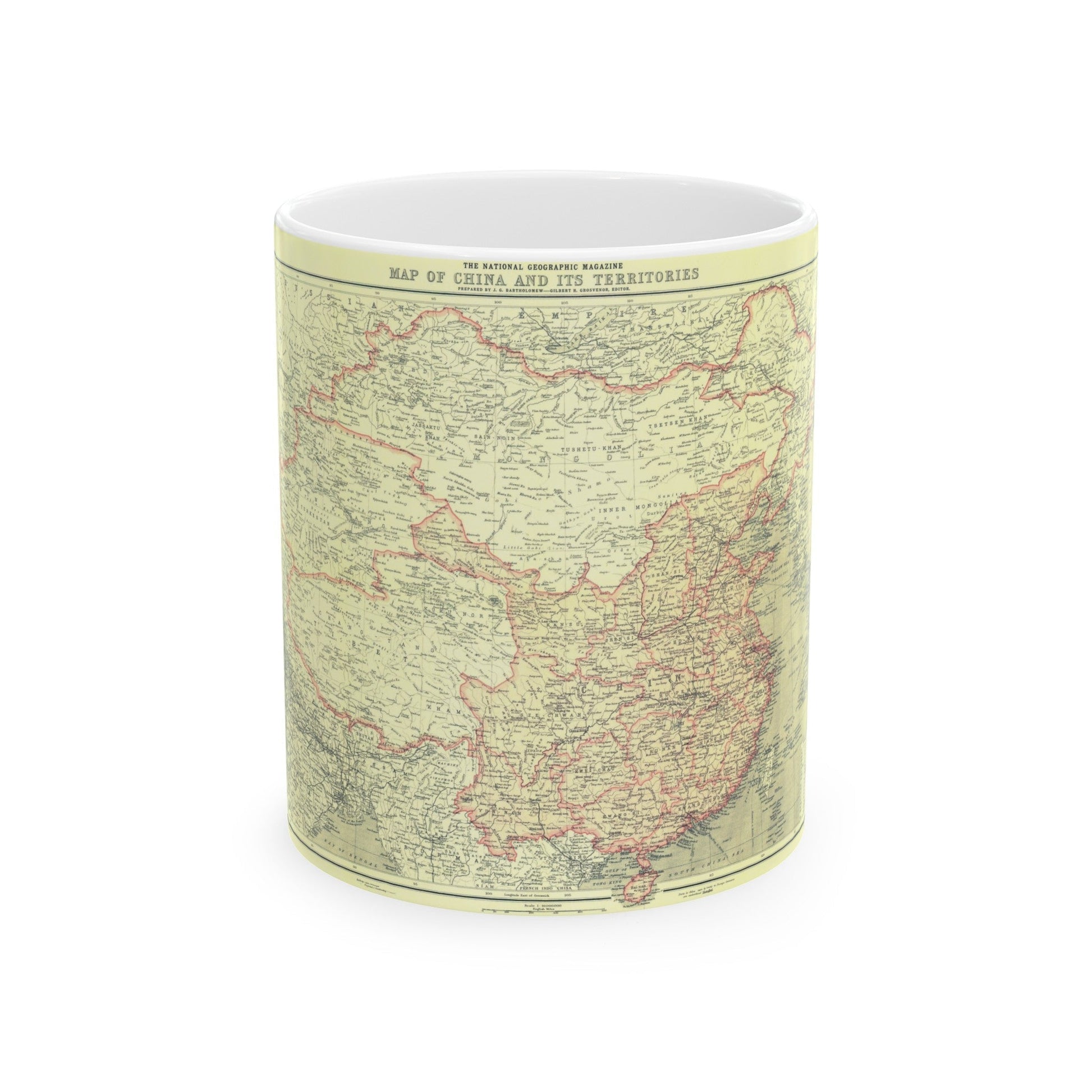 China and its Territories (1912) (Map) White Coffee Mug-11oz-The Sticker Space