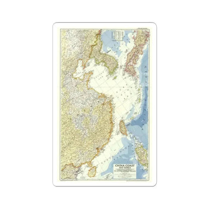 China Coast and Korea (1953) (Map) STICKER Vinyl Kiss-Cut Decal 2 Inch White - The Sticker Space