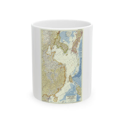 China Coast and Korea (1953) (Map) White Coffee Mug-11oz-The Sticker Space