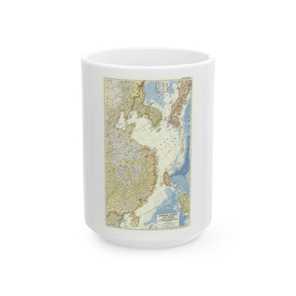 China Coast and Korea (1953) (Map) White Coffee Mug-15oz-The Sticker Space