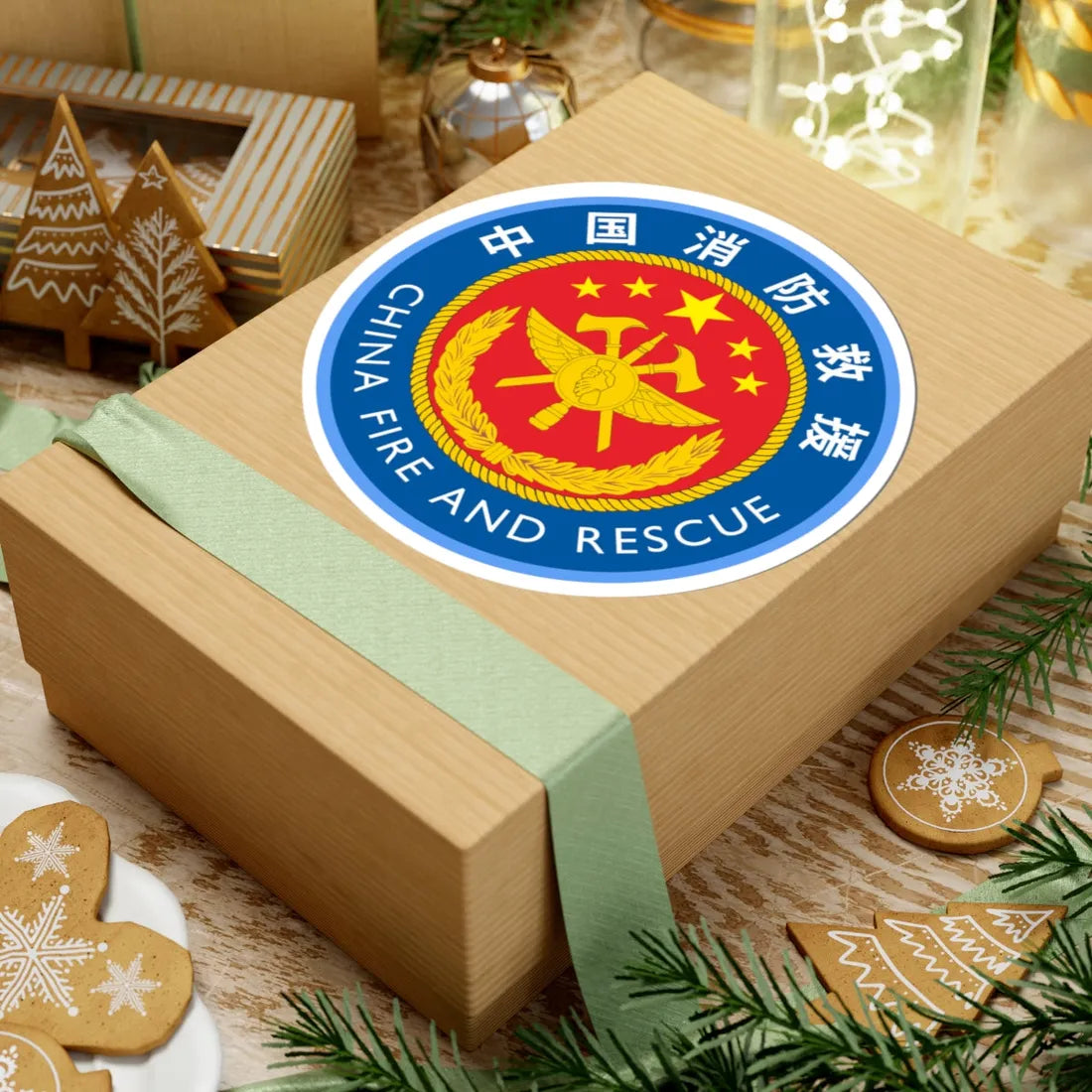 CHINA FIRE AND RESCUE badge 2018 (China) (Coat of Arms) STICKER Vinyl Kiss-Cut Decal - The Sticker Space