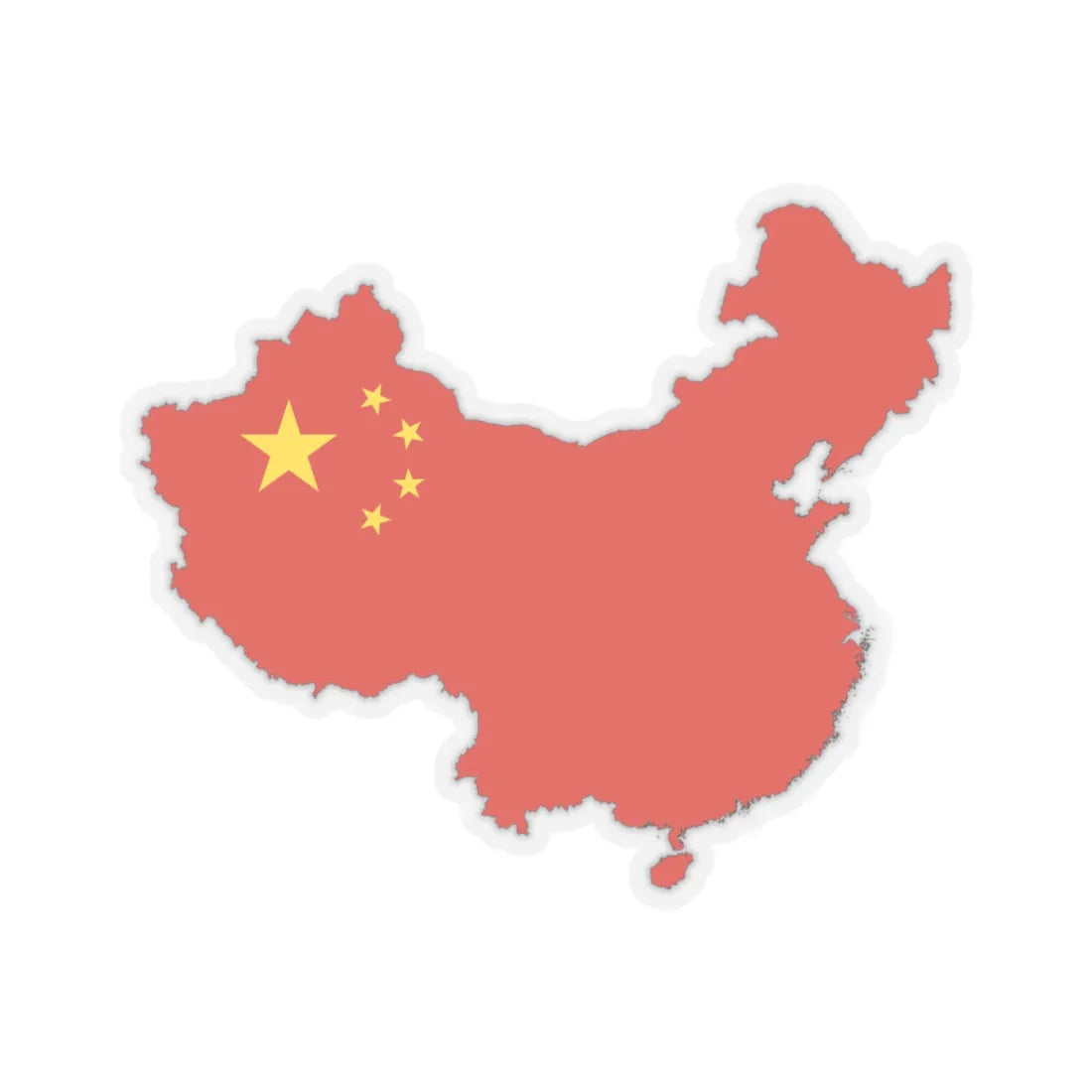 China-Flagmap (China) STICKER Vinyl Kiss-Cut Decal 3 Inch Transparent - The Sticker Space