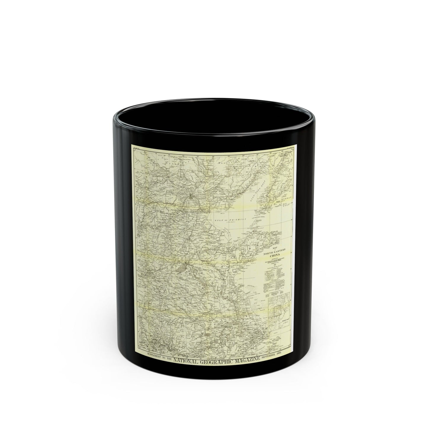 China, North Eastern (1900) (Map) Black Coffee Mug-11oz-The Sticker Space