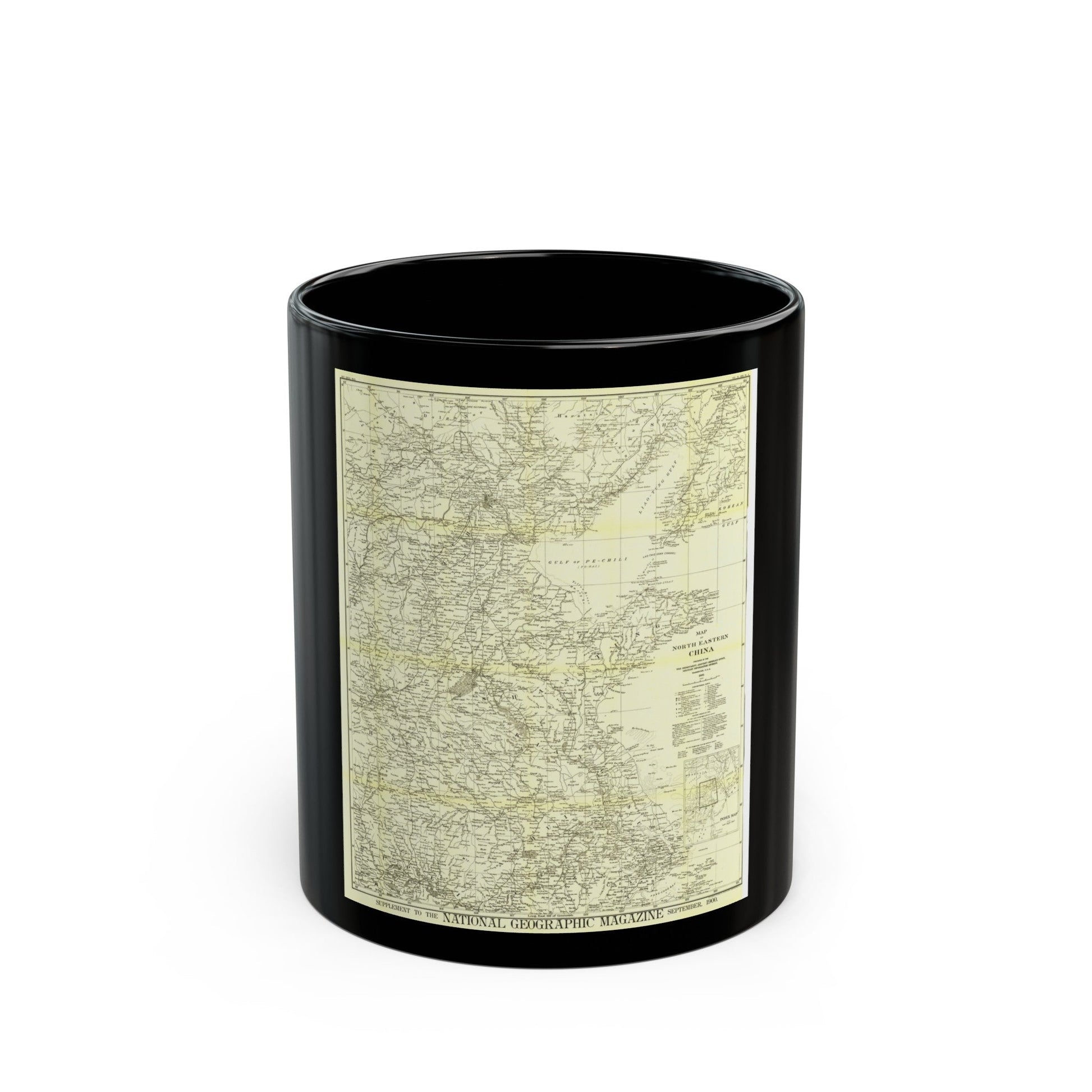 China, North Eastern (1900) (Map) Black Coffee Mug-11oz-The Sticker Space