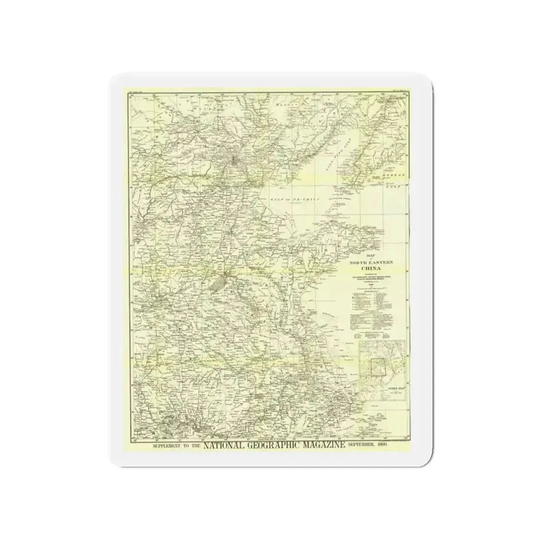 China, North Eastern (1900) (Map) Refrigerator Magnet 3 Inch - The Sticker Space