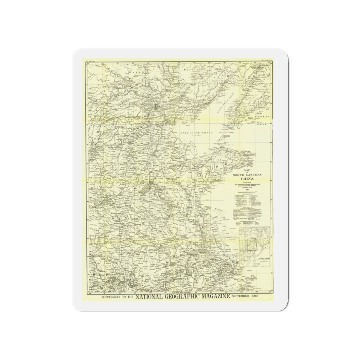 China, North Eastern (1900) (Map) Refrigerator Magnet-3" x 3"-The Sticker Space