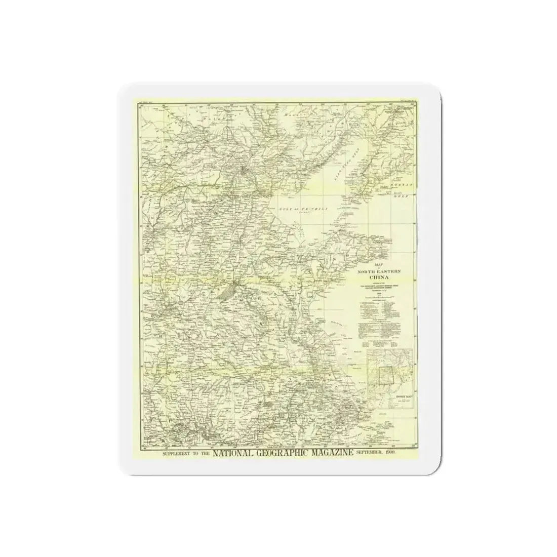 China, North Eastern (1900) (Map) Refrigerator Magnet 5 Inch - The Sticker Space