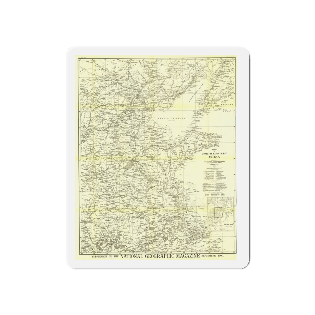 China, North Eastern (1900) (Map) Refrigerator Magnet-5" x 5"-The Sticker Space