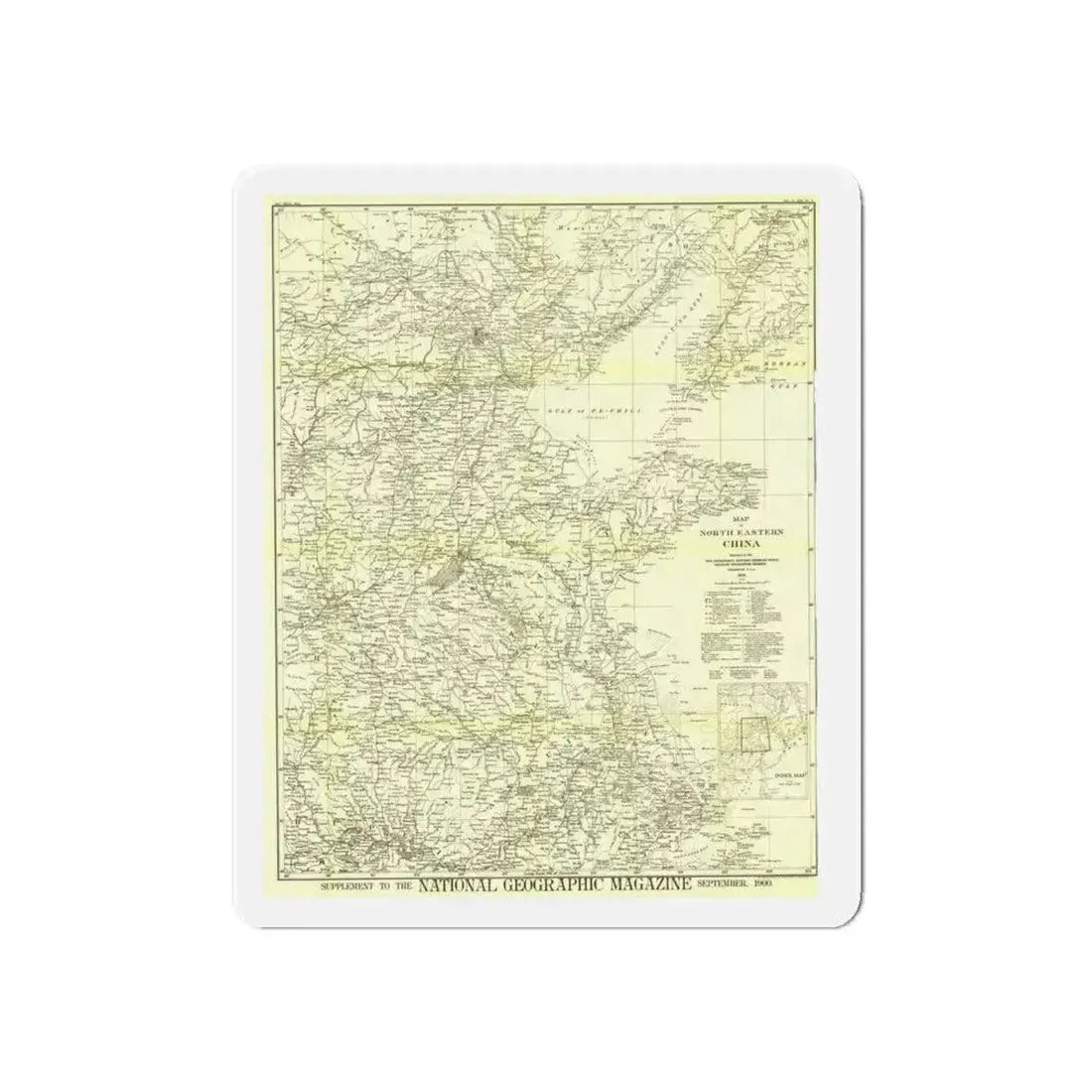 China, North Eastern (1900) (Map) Refrigerator Magnet 6 Inch - The Sticker Space