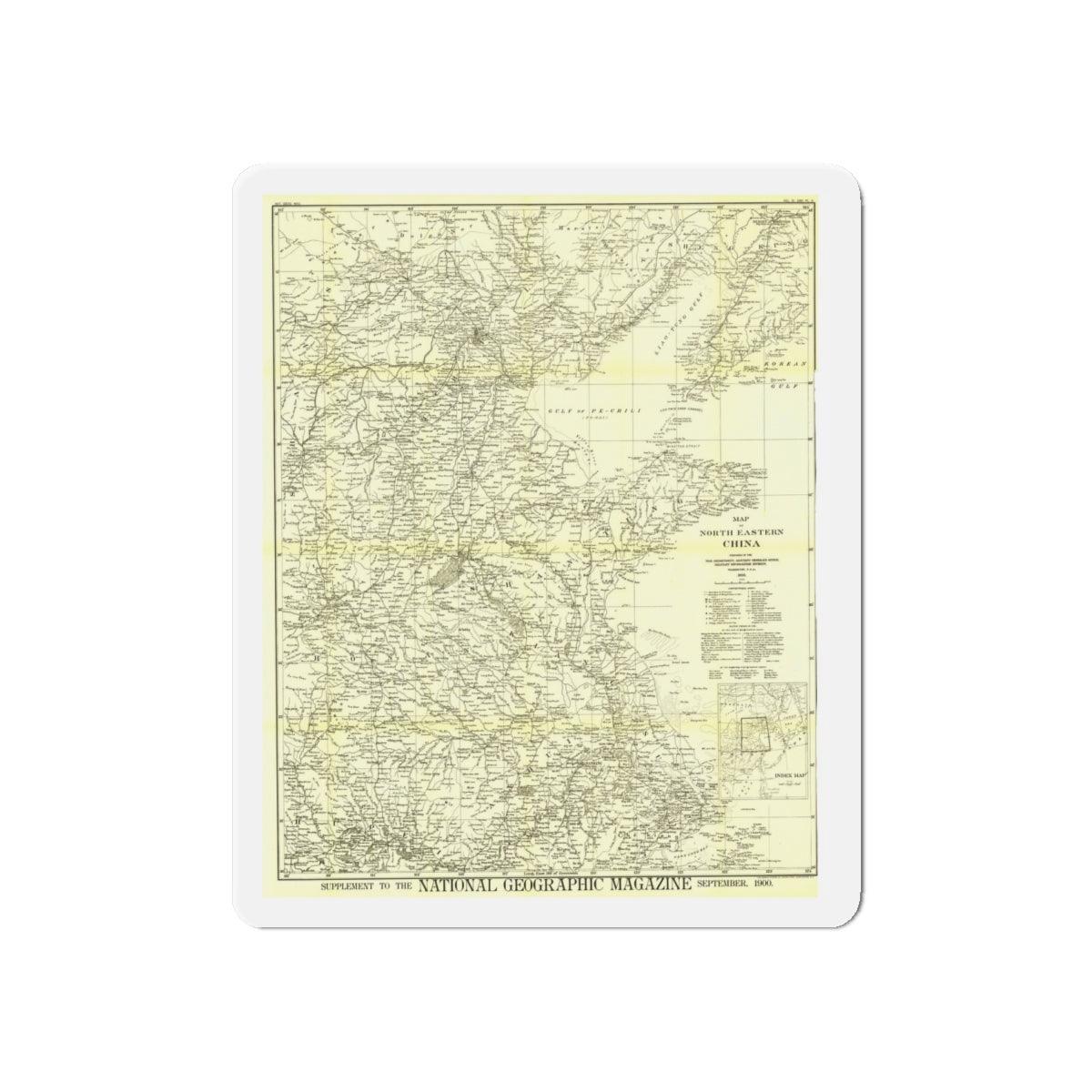 China, North Eastern (1900) (Map) Refrigerator Magnet-6 × 6"-The Sticker Space