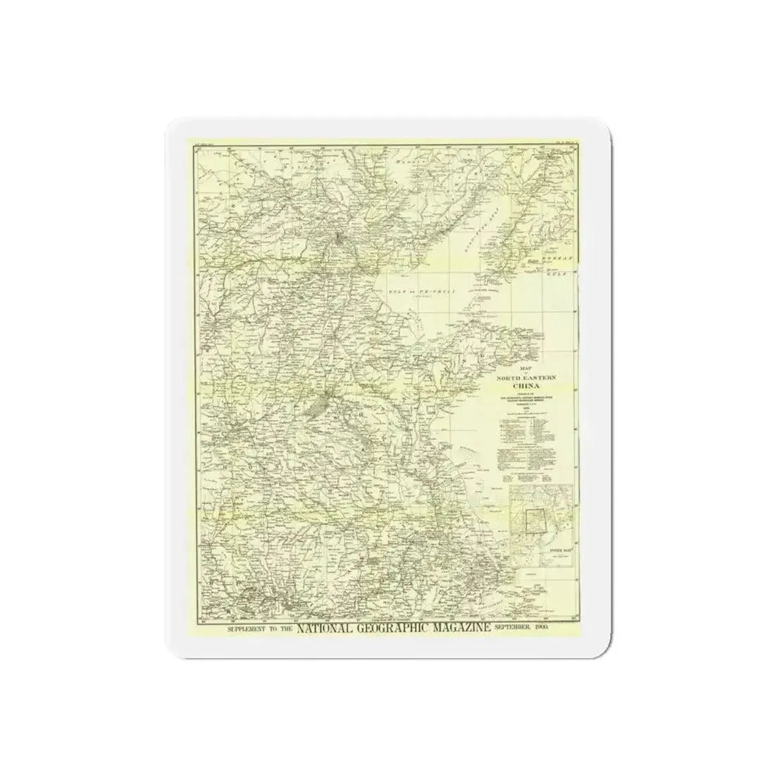 China, North Eastern (1900) (Map) Refrigerator Magnet - The Sticker Space